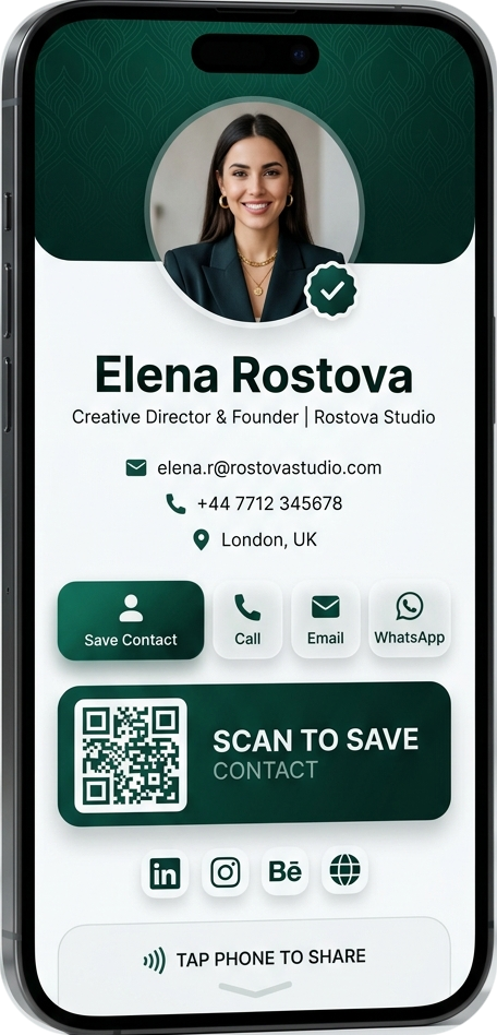 vCard Mobile Digital Identity Screen